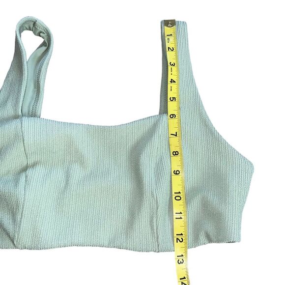 H&M Ribbed Cropped Tank Top Bralette Size 14 Lined Square Neck Pale Green - Picture 7 of 7